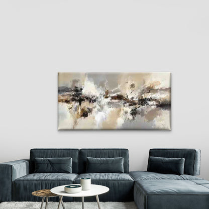 Abstract Design in Black, White Wall Art Canvas Office Home Room Framed 120x60cm - Bella Home Decor