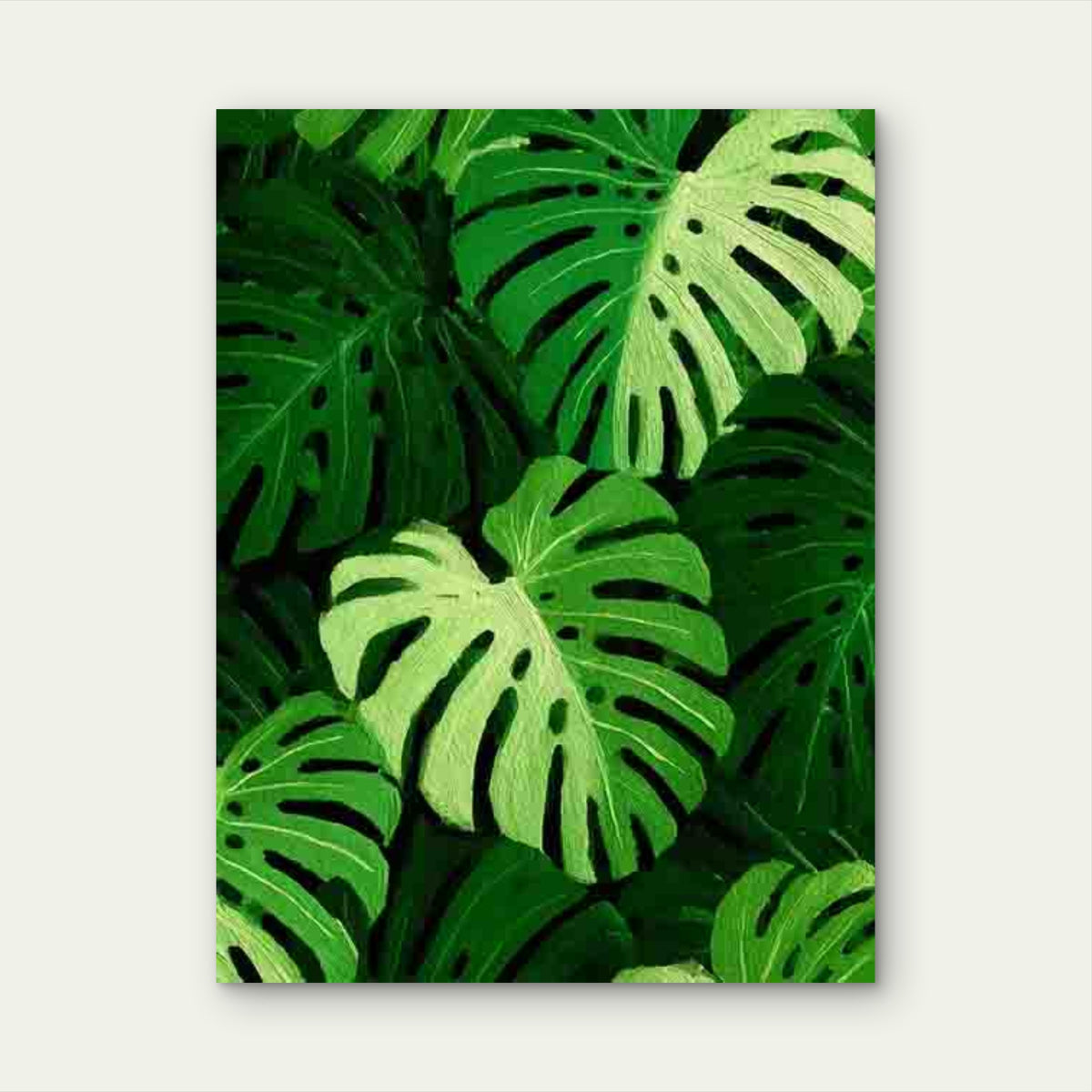 Jungle Green Leaf Rainforest Art Monstera, Botanical Metal 40x60cm Print Ready to Hang