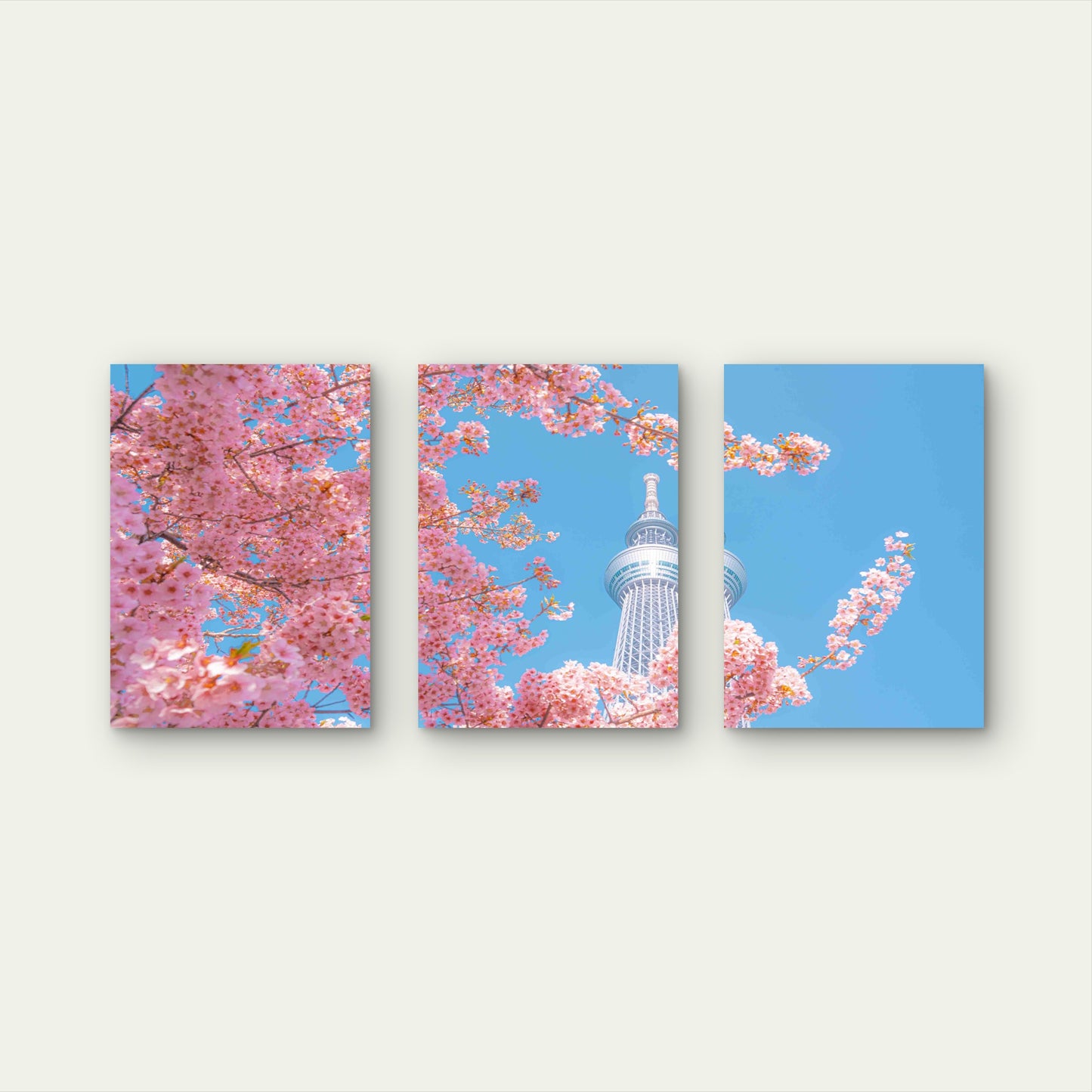 3pcs Spring Splendor At Tokyo Skytree Metal Print Ready to Hang Art - Bella Home Decor