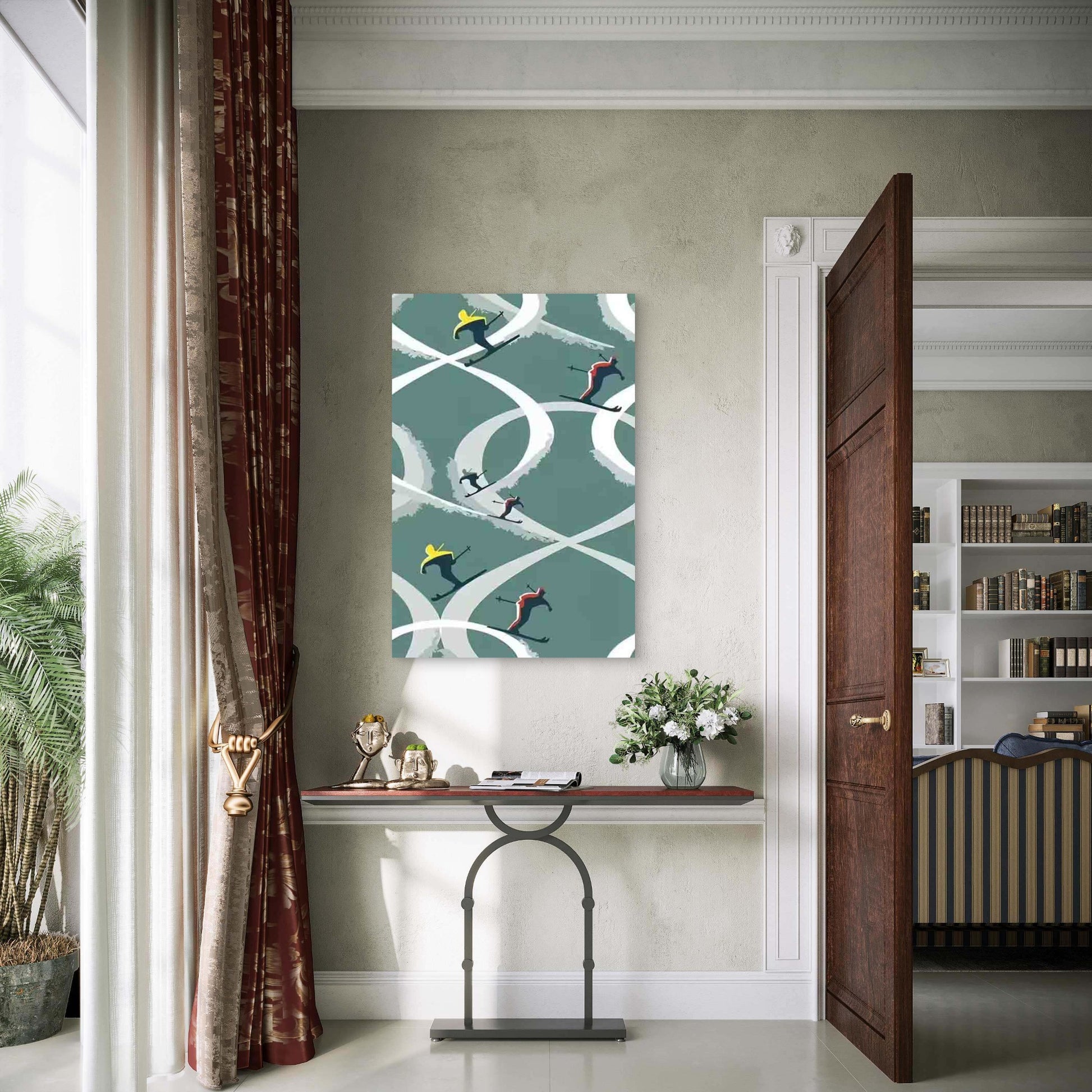 Dark Green & White Trail 60x90cm Metal Print Ready to Hang - Bella Home Decor