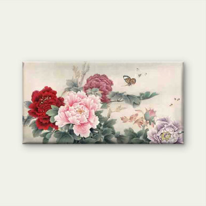 Blue and White Peonies Painting Wall Art Canvas Office Home Room Framed 120x60cm - Bella Home Decor