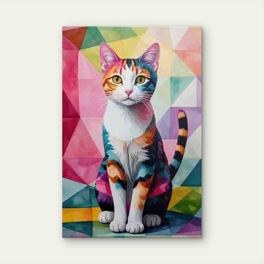 Minimalist Retro Abstract Cat 60x90cm Metal Print Ready to Hang