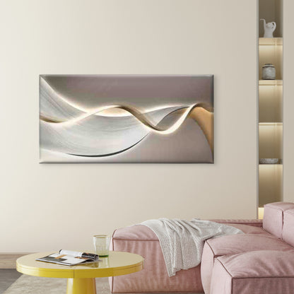 Abstract Wave Design in Neutral Wall Art Canvas Office Home Room Framed 120x60cm - Bella Home Decor