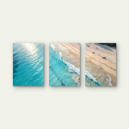 3pcs Abstract Ocean And Sandy Beach Metal Print Ready to Hang Art