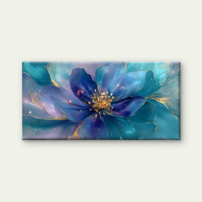 Bohemian Golden & Blue Art Canvas Office Home Room Framed 120x60cm