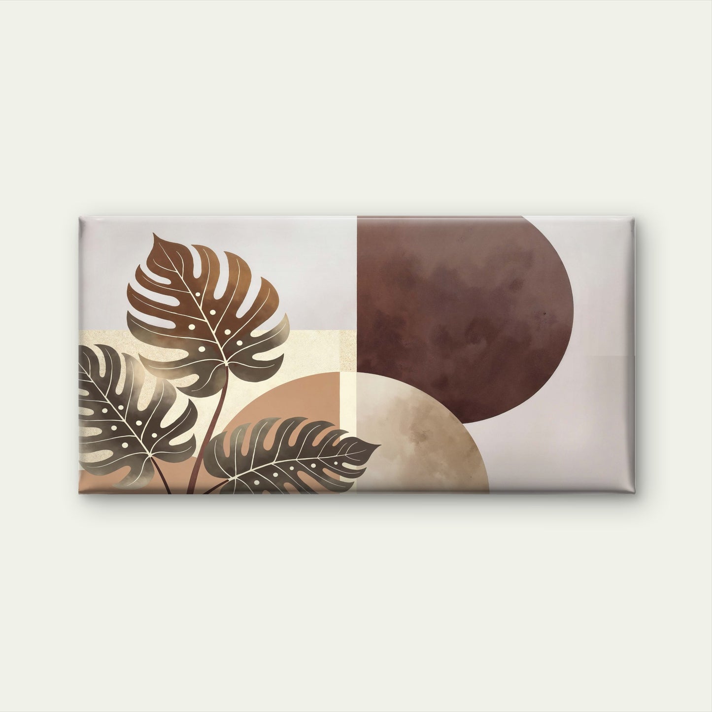 Terracotta Sun Monstera Leaves Wall Art Canvas Office Home Room Framed 120x60cm - Bella Home Decor