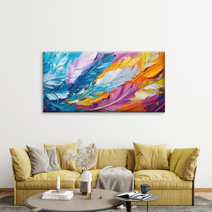 Abstract Feather Painting Wall Art Canvas Office Home Room Framed 120x60cm - Bella Home Decor