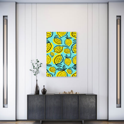 Lemon Pattern Background 60x90cm Metal Print Ready to Hang