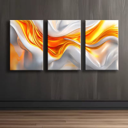 3pcs Luxurious Swirled Ribbon Abstract Wall Art Set Canvas Framed 40x60cm - High Quality Print 100% Australian Made Wall Canvas Ready to Hang