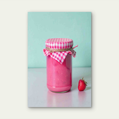 Jar Of Homemade Strawberry Jam 60x90cm Metal Print Ready to Hang