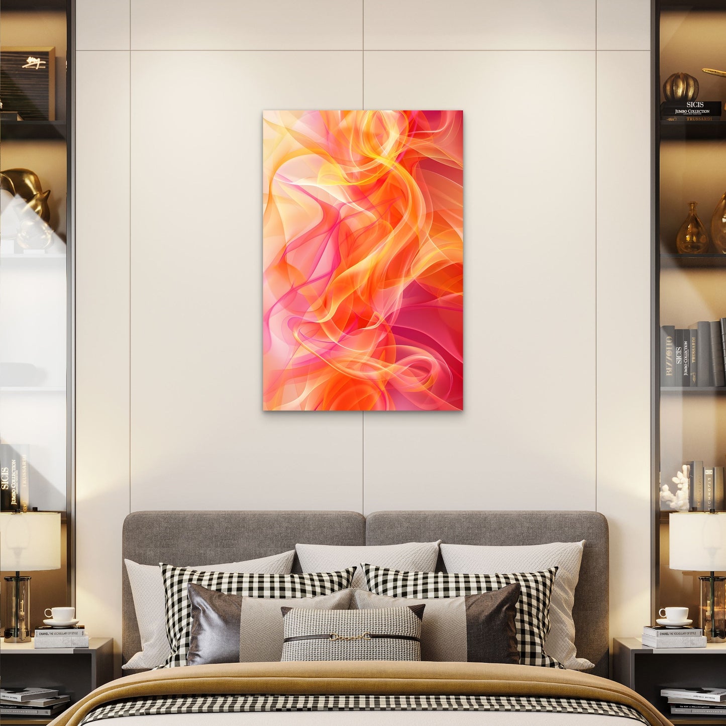 Abstract Digital Illustration in Warm Gradient Hues 60x90cm Metal Print Ready to Hang
