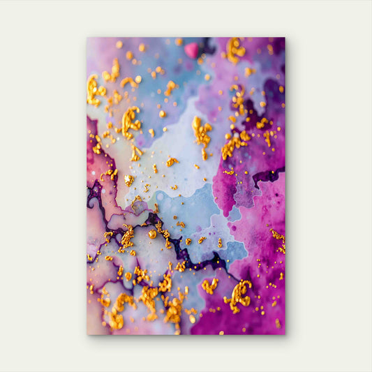 Celestial Bloom with Gilded Textures 60x90cm Metal Print Ready to Hang