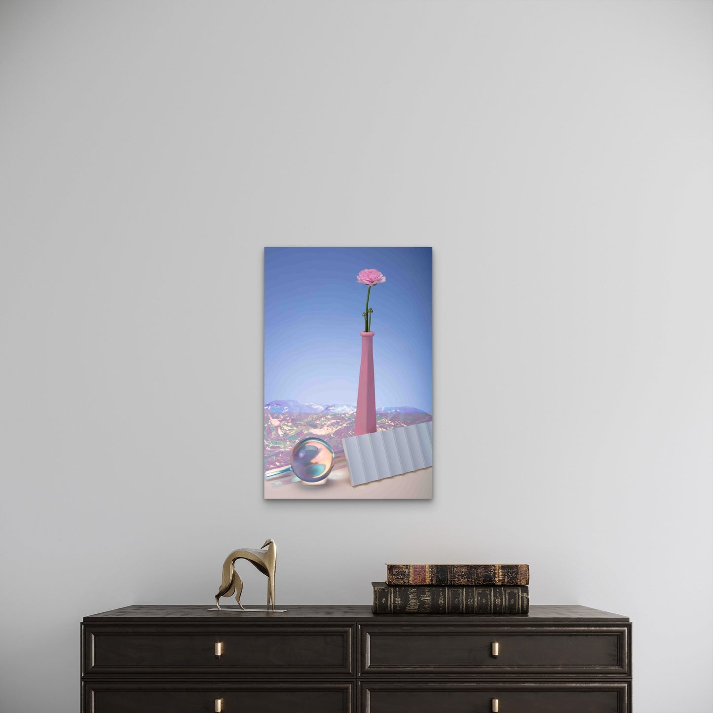 Still Life with Colorful Leaves and Flowers 60x90cm Metal Print Ready to Hang