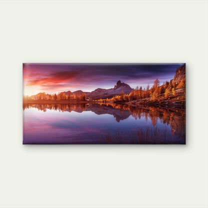 Federa Lake Dolomites Peak Wall Art Canvas Office Home Room Framed 120x60cm