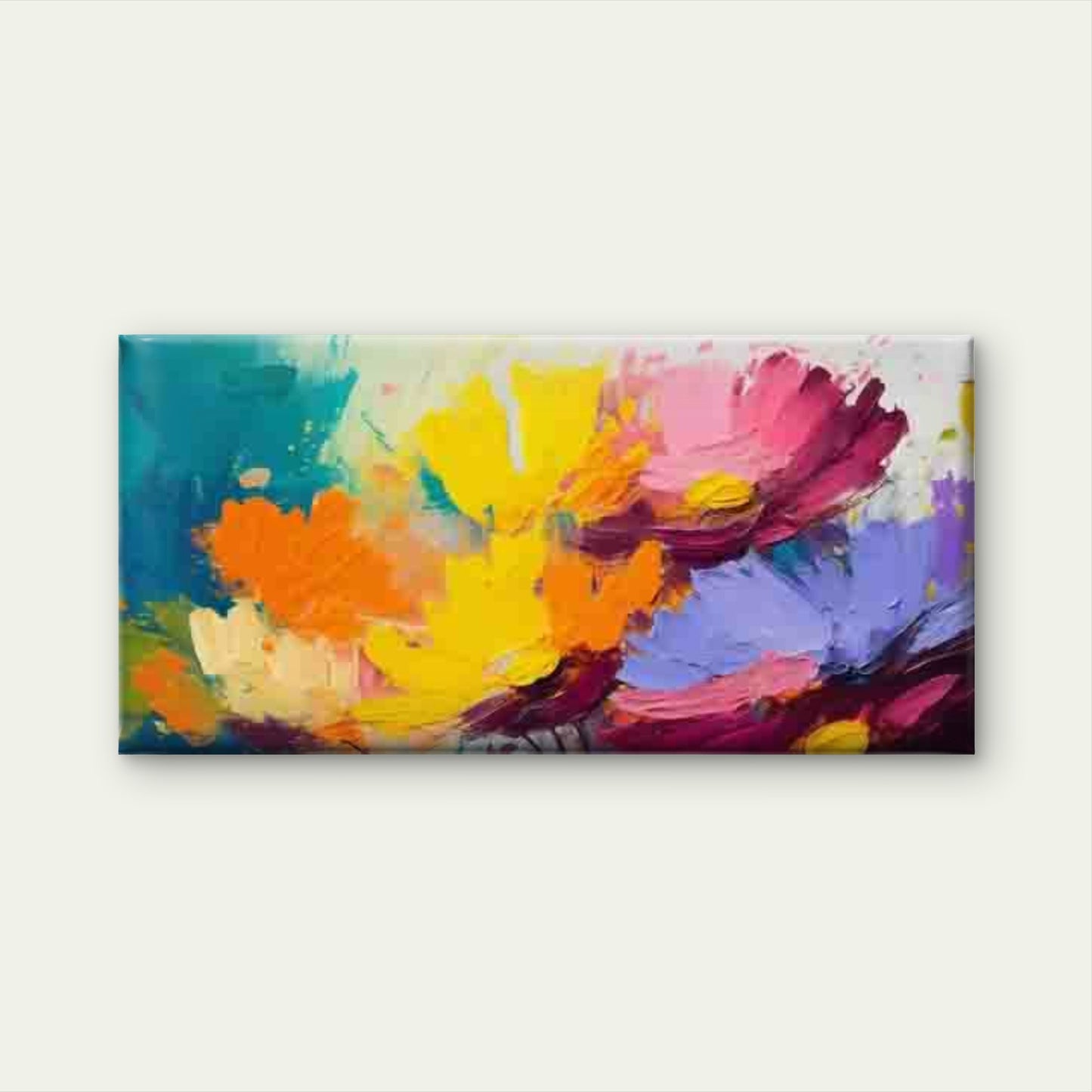 Abstract Multicolor Flowers Wall Art Canvas Office Home Room Framed 120x60cm - Bella Home Decor