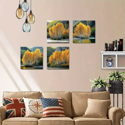 4pcs  Romantic Tulip Sunset Suitable Wall Art Canvas Framed
