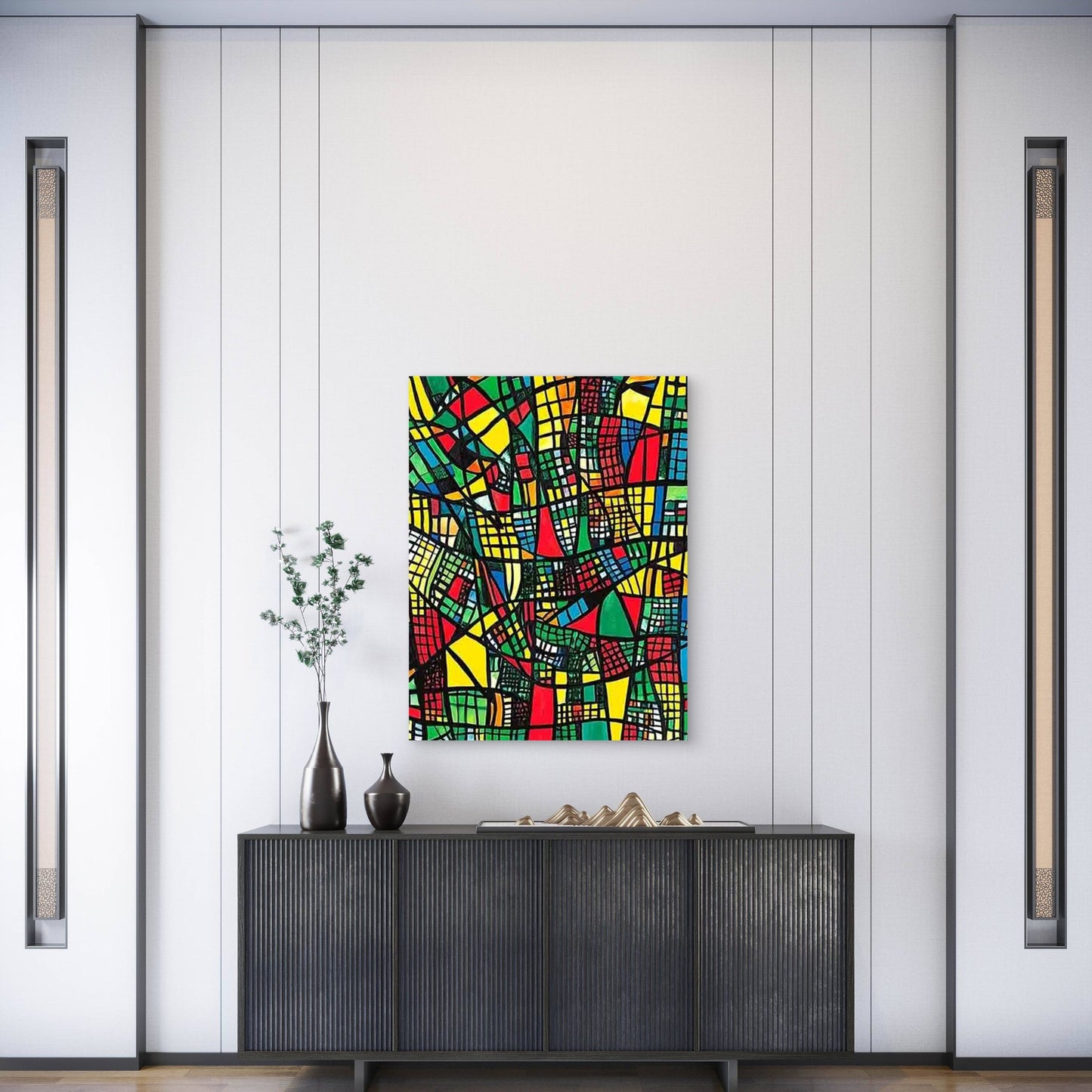 Abstract Geometric Color Splice Metal Print Ready to Hang - Bella Home Decor