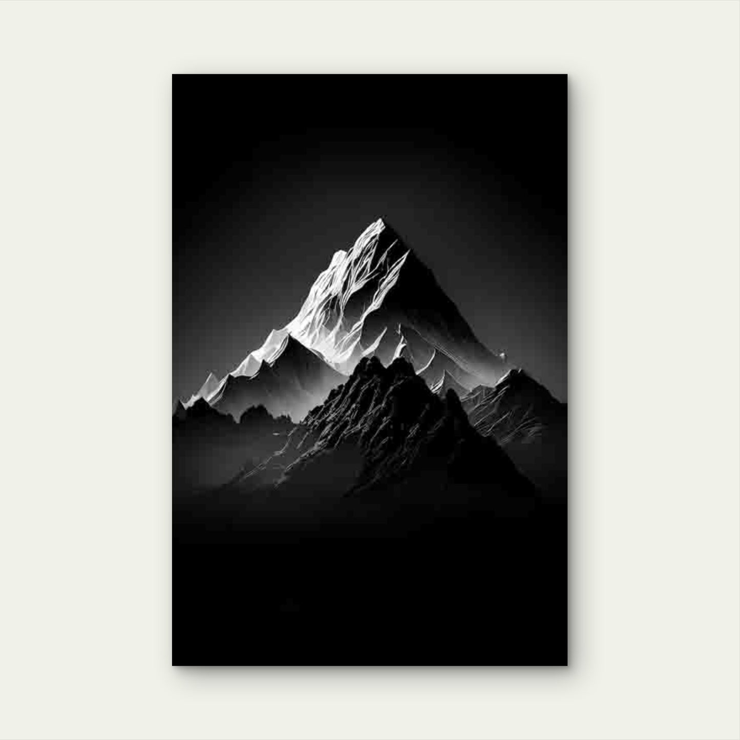 Monochrome Mountain Range Peak 60x90cm Metal Print Ready to Hang - Bella Home Decor
