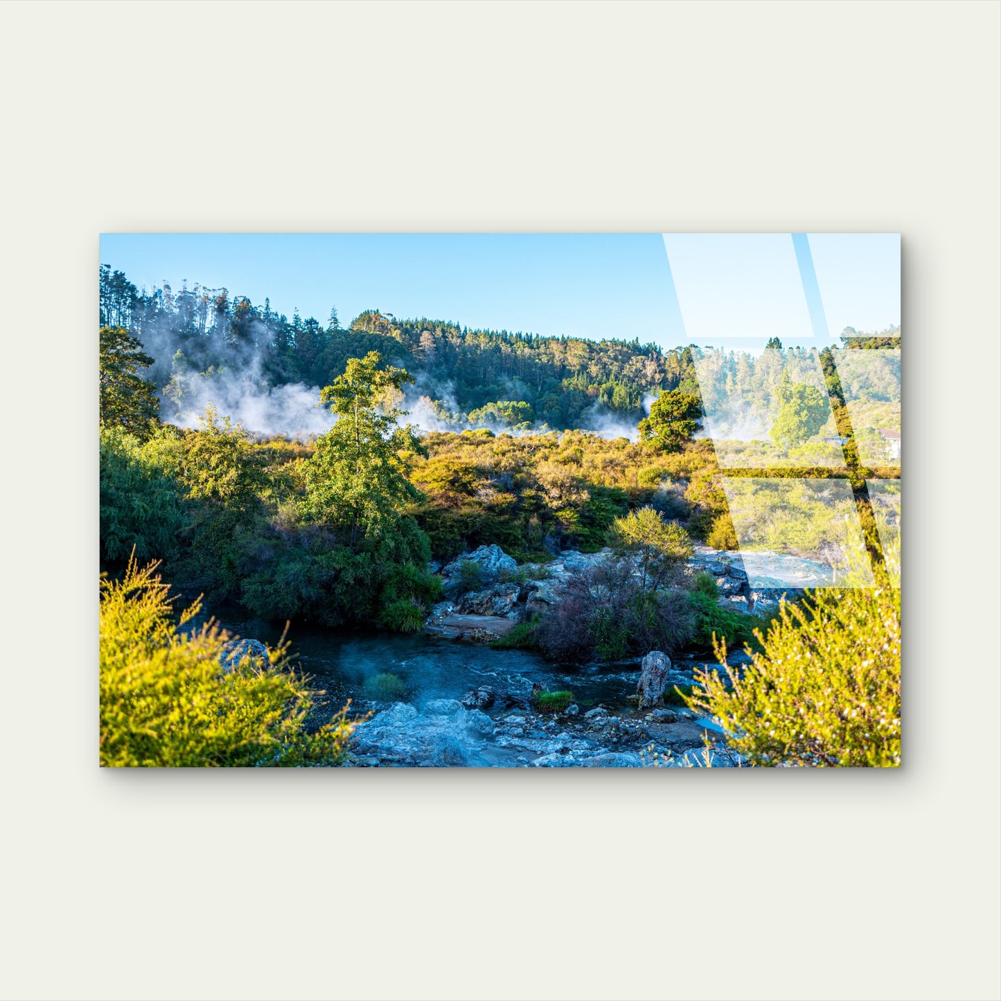 Geothermal Steam Landscape New Zealand Natural Hot Springs Acrylic Glass Printing Wall Art Australian Made Quality