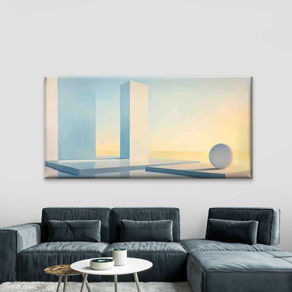 Geometric Shapes With Landscape Wall Art Canvas Office Home Room Framed 120x60cm - Bella Home Decor