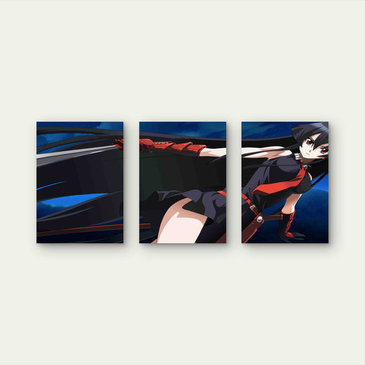 3pcs Gothic Assassin Sword Strike Metal Print Ready to Hang Art