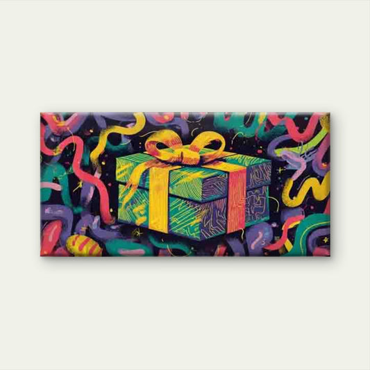 Colorful Gift Box Illustration Wall Art Canvas Office Home Room Framed 120x60cm