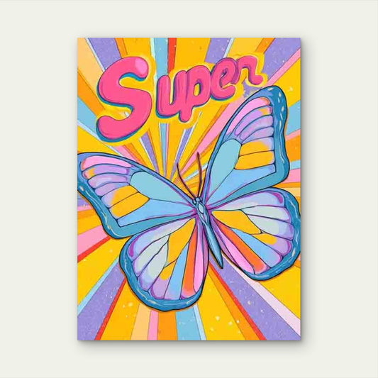 Preppy Affirmation Retro Butterfly 60x90cm Metal Print Ready to Hang