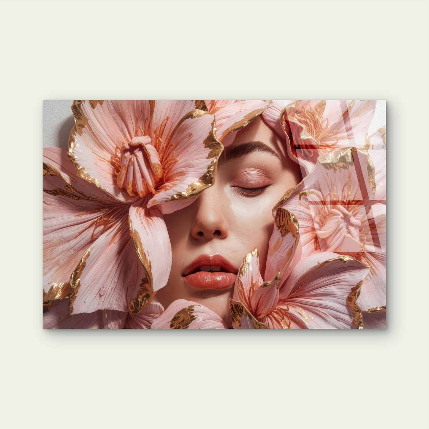 Abstract Pastel Flower Bloom Lady Face Acrylic Glass Printing Wall Art Australian Made Quality