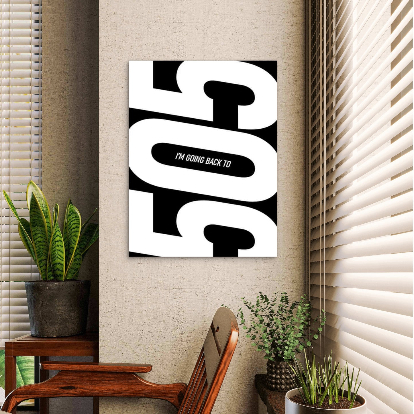 Bold Typography Art in a Modern Retro Style 60x90cm Metal Print Ready to Hang - Bella Home Decor
