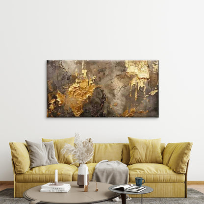 Abstract Golden Black Texture Wall Art Canvas Office Home Room Framed 120x60cm