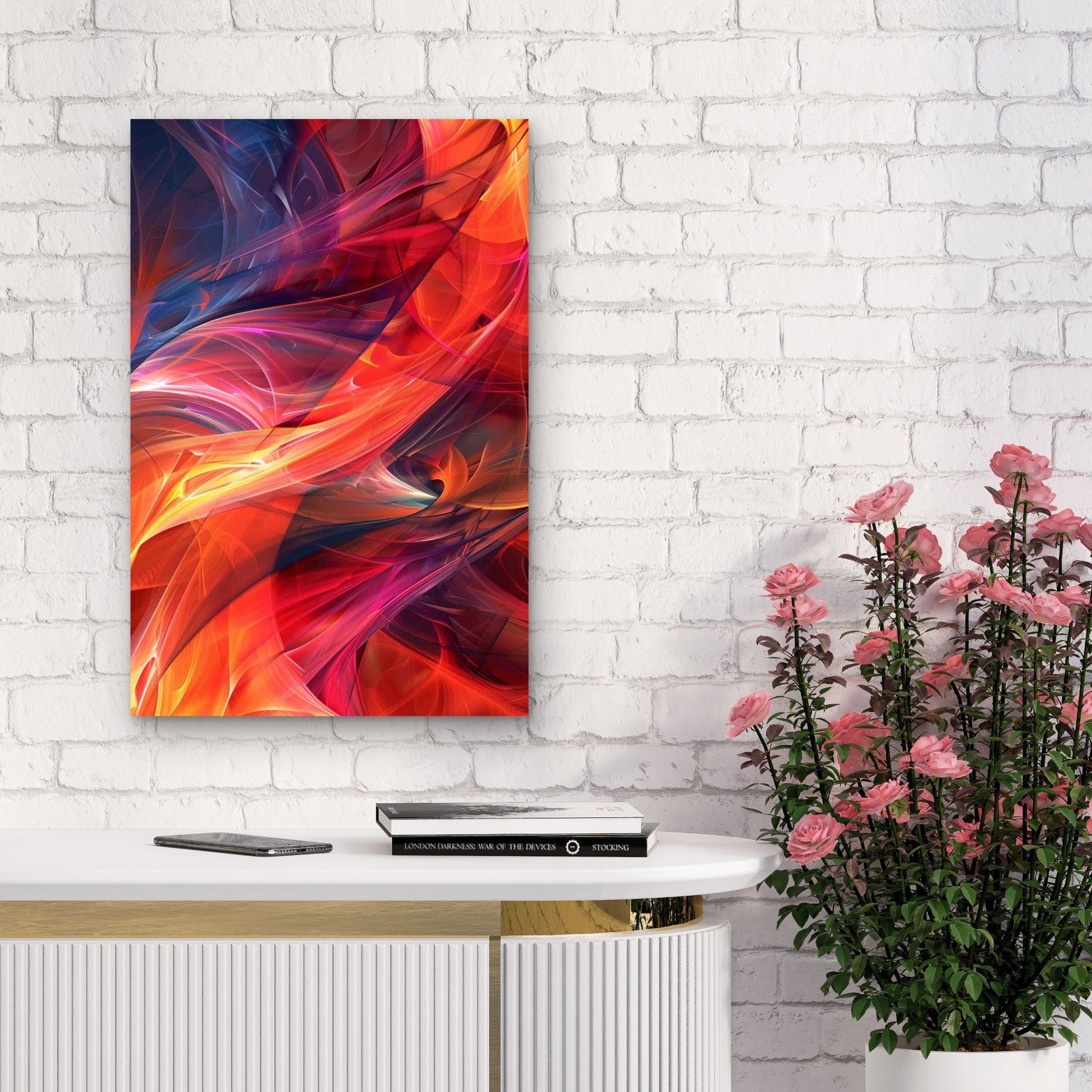 Colorful Abstract Painting 60x90cm Metal Print Ready to Hang
