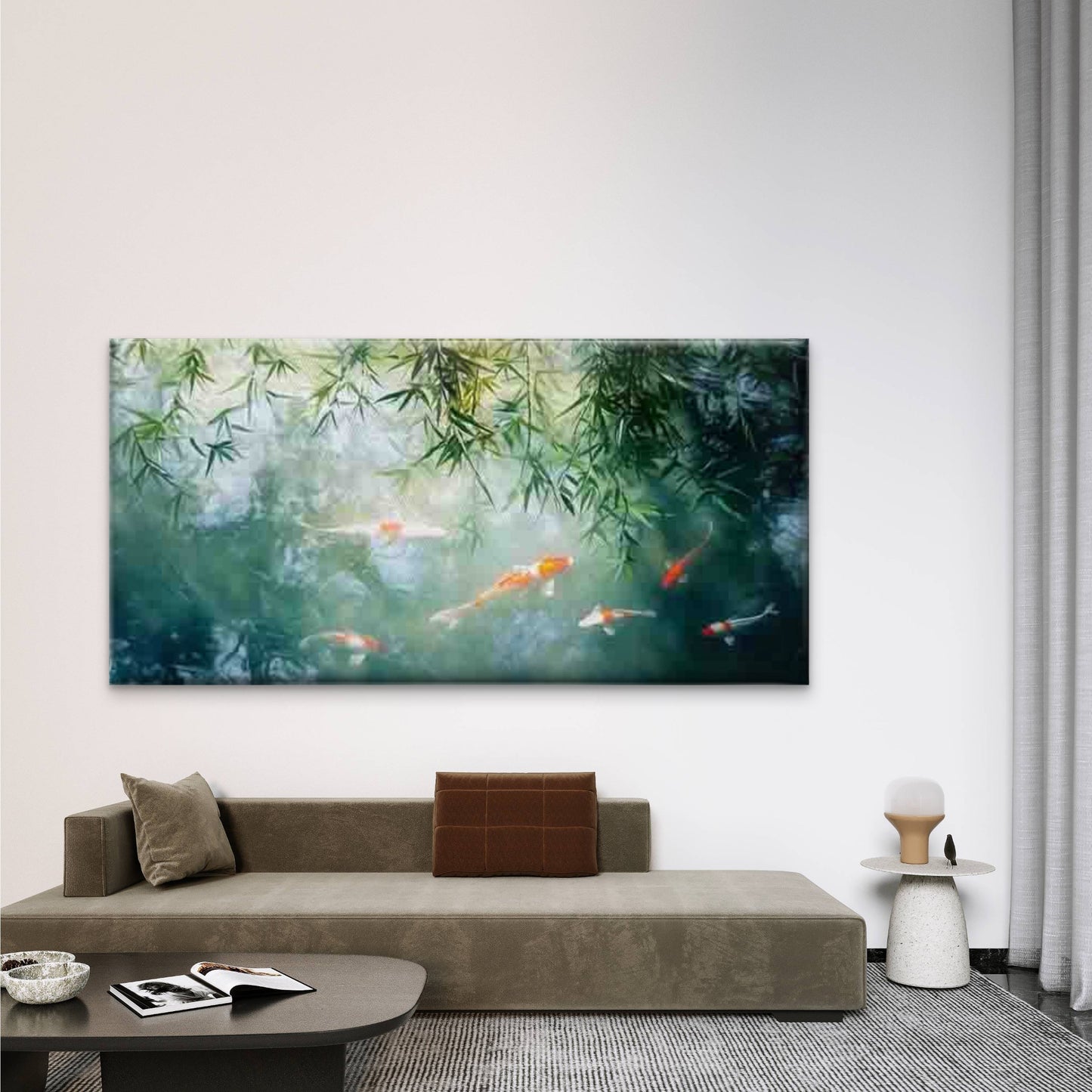 Zen Koi Fish Wall Art Canvas Office Home Room Framed 120x60cm