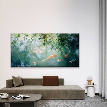 Zen Koi Fish Wall Art Canvas Office Home Room Framed 120x60cm