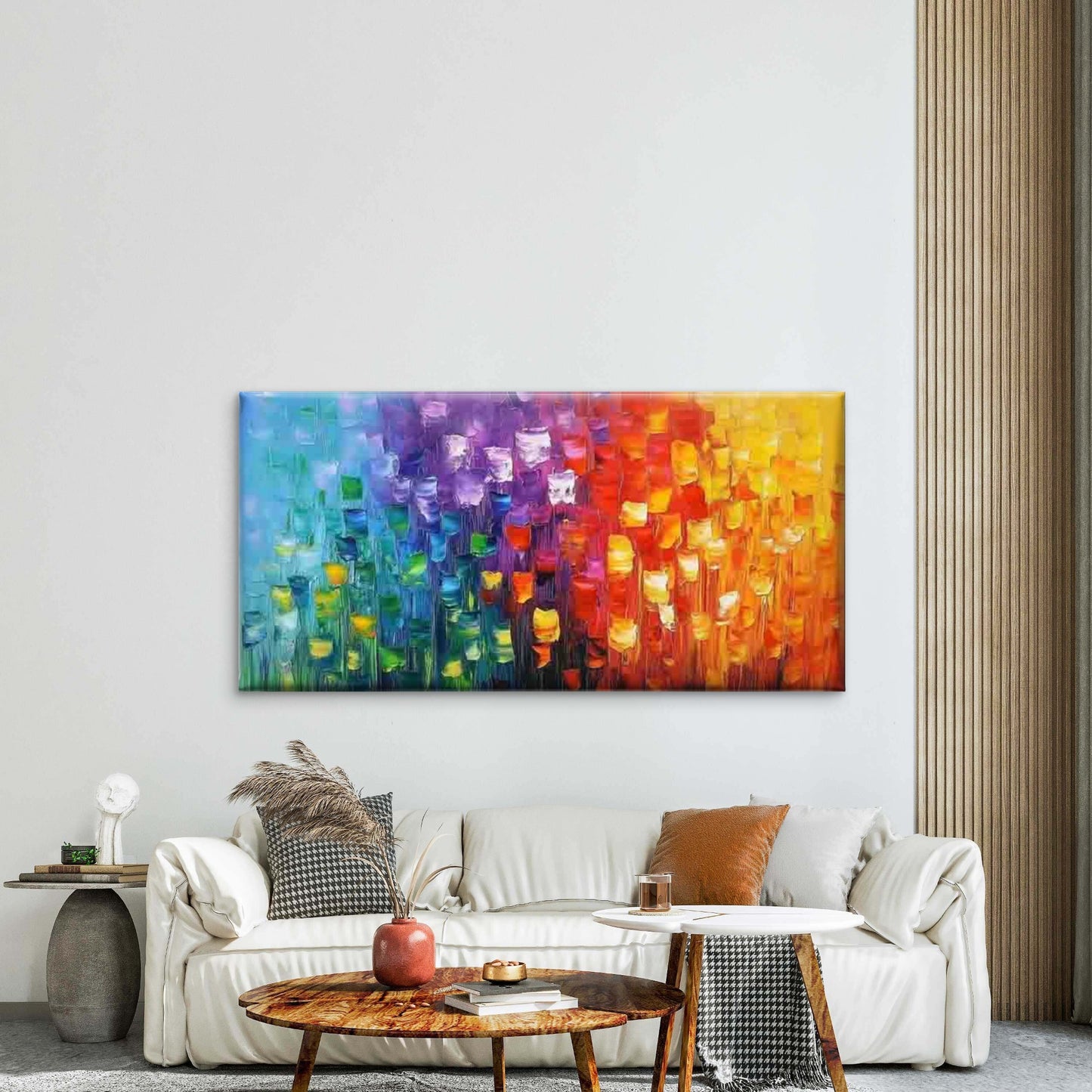 Abstract Brush Strokes Wall Art Canvas Office Home Room Framed 120x60cm - Bella Home Decor