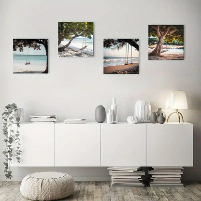 4pcs Beach Swin Modern Elegant Wall Art Canvas Framed