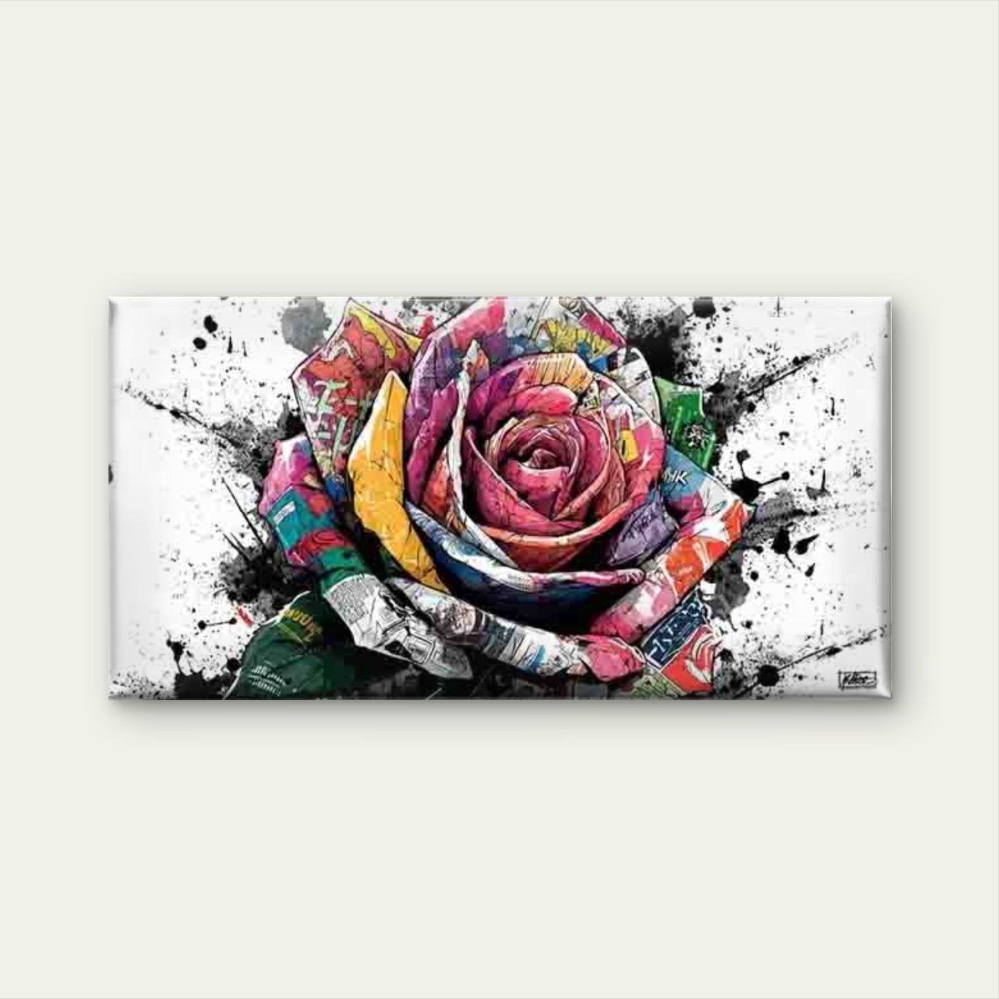 Rose Crafted from Comic Book Wall Art Canvas Office Home Room Framed 120x60cm