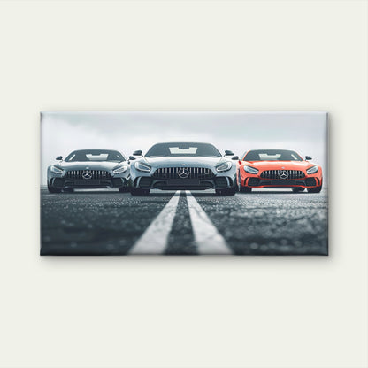 Three Powerful Mercedes AMG Car Wall Art Canvas Office Home Room Framed 120x60cm