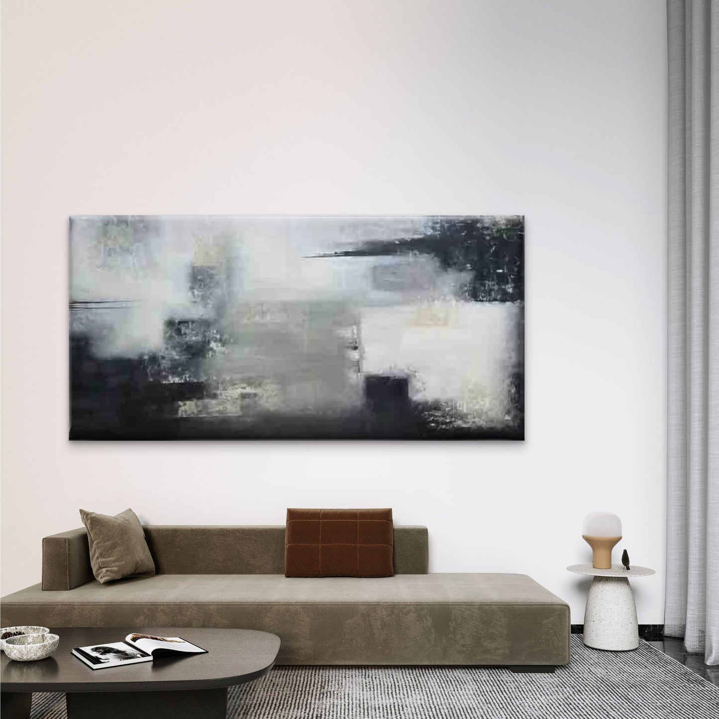Featuring an Abstract Grunge Wall Art Canvas Office Home Room Framed 120x60cm - Bella Home Decor