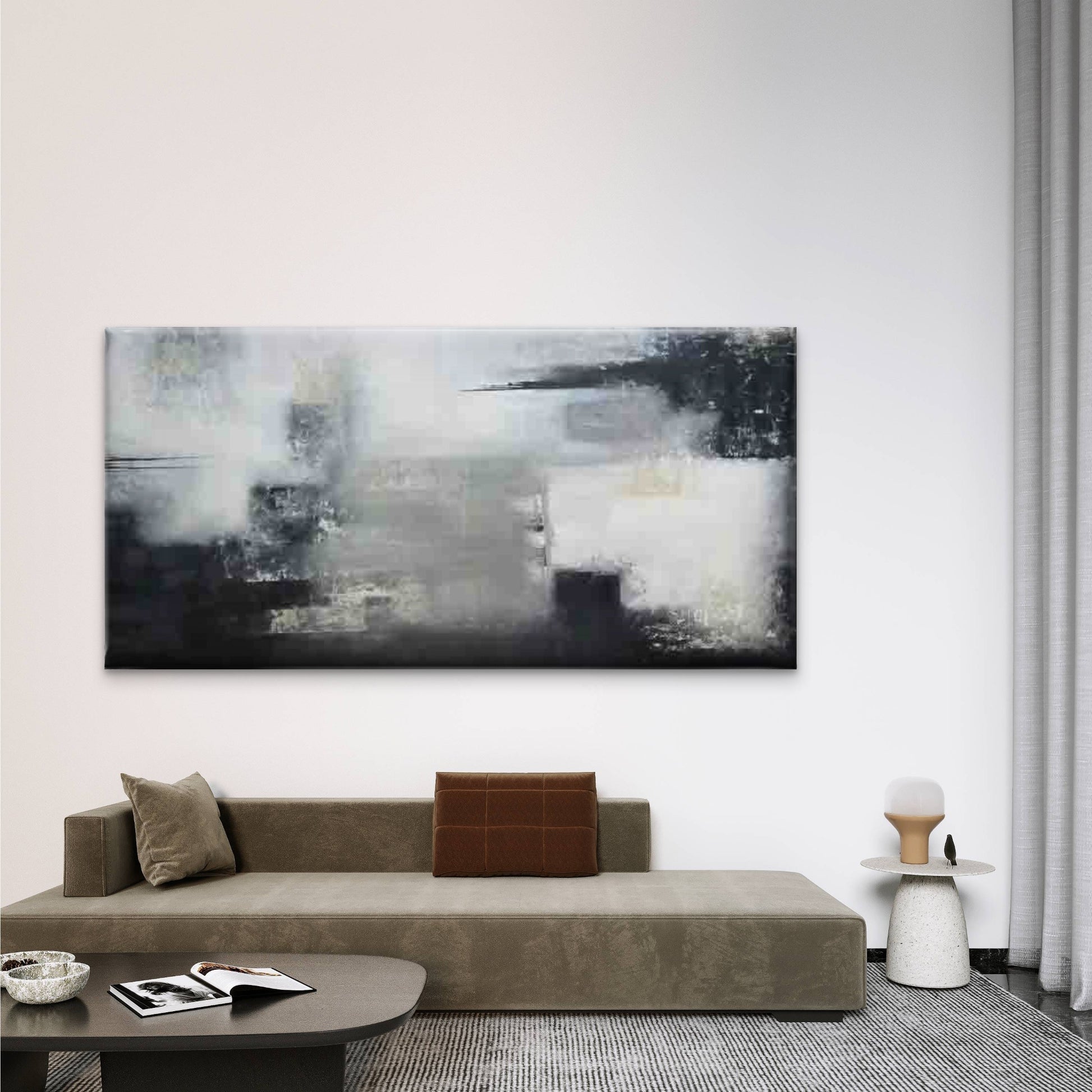 Featuring an Abstract Grunge Wall Art Canvas Office Home Room Framed 120x60cm - Bella Home Decor