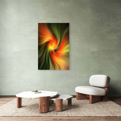 Abstract Swirling Design in Red, Yellow, and Green 60x90cm Metal Print Ready to Hang