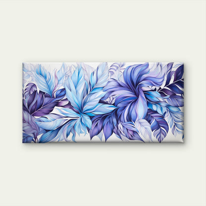 Blue Purple Leaf Design Wall Art Canvas Office Home Room Framed 120x60cm