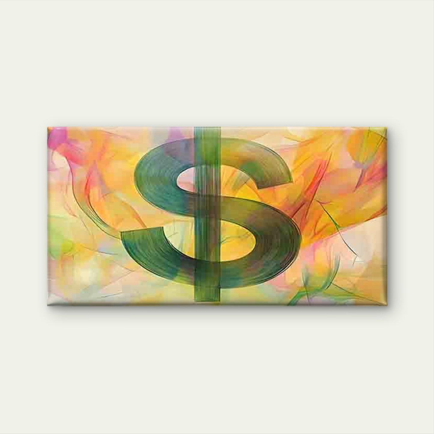 Green Dollar Sign as the Main Wall Art Canvas Office Home Room Framed 120x60cm