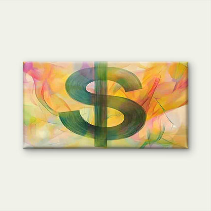 Green Dollar Sign as the Main Wall Art Canvas Office Home Room Framed 120x60cm