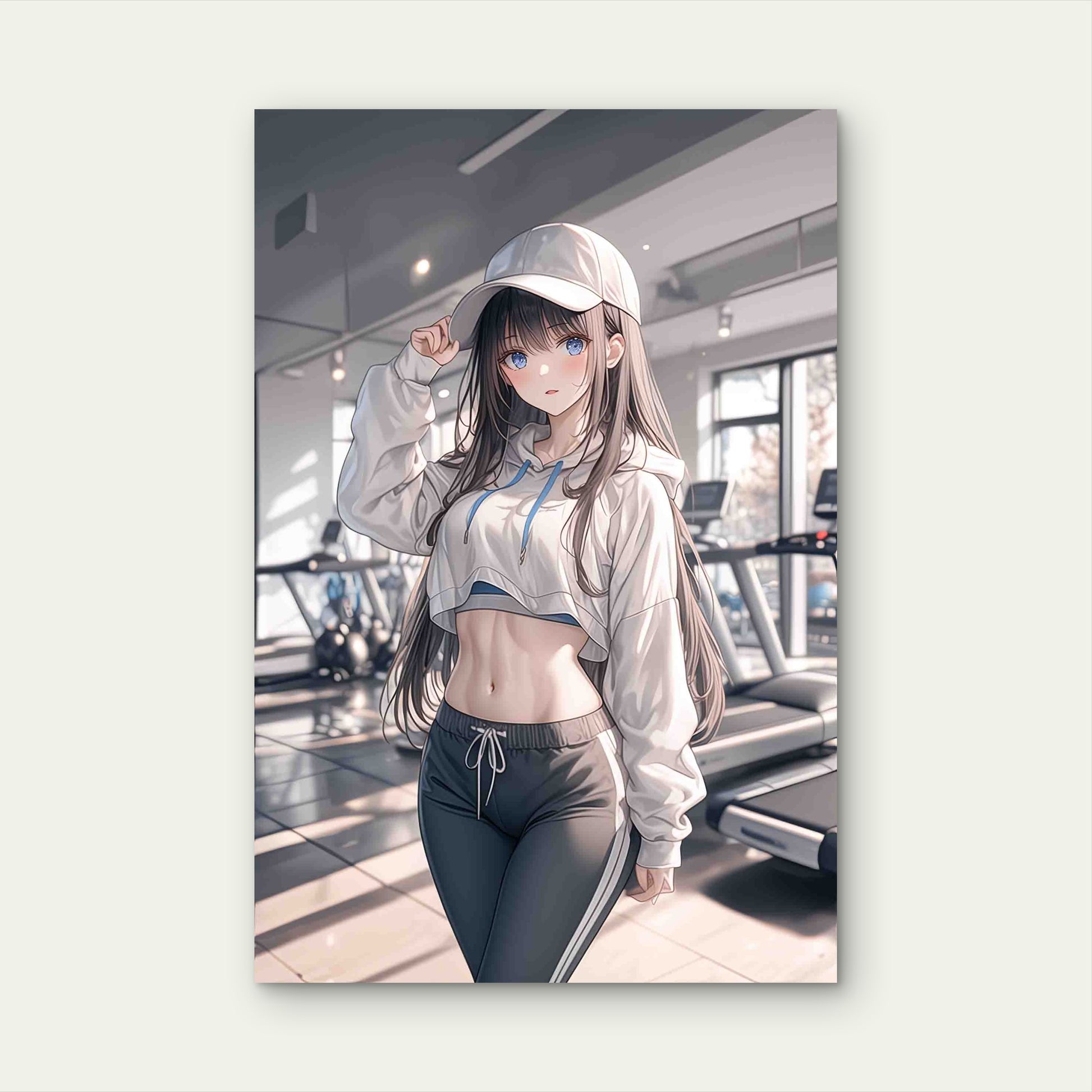 Anime Girl in Sportswear 40x60cm Metal Print Ready to Hang - Bella Home Decor