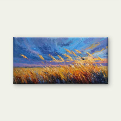 Golden Wheat Field & Sky Wall Art Canvas Office Home Room Framed 120x60cm