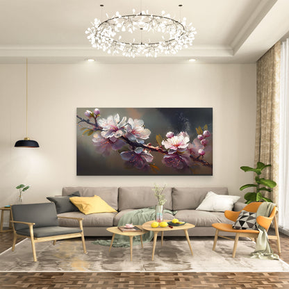 Graceful Blossom Branch Wall Art Canvas Office Home Room Framed 120x60cm - Bella Home Decor