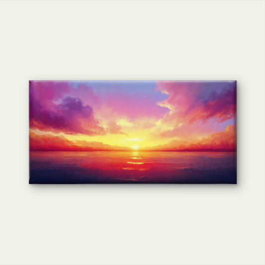 Golden Horizon Purple Waters Wall Art Canvas Office Home Room Framed 120x60cm