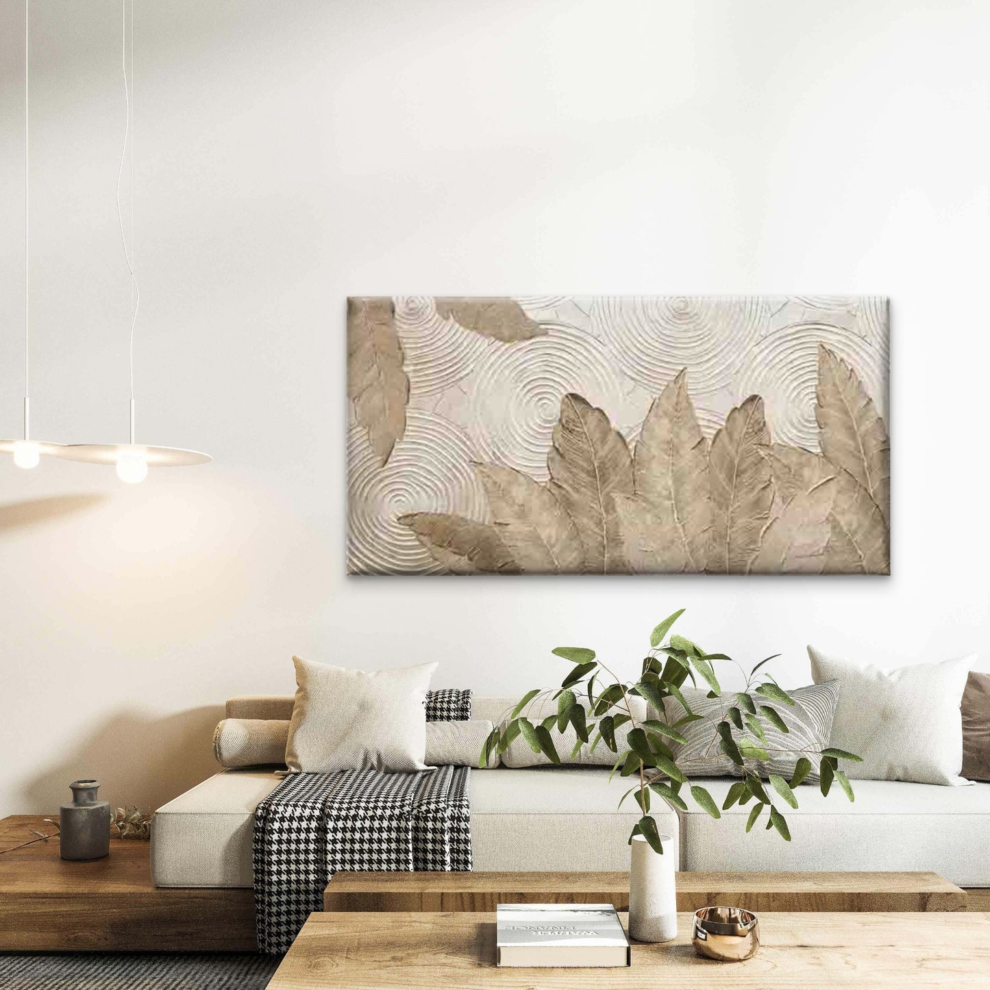 Abstract Botanical Foliage Wall Art Canvas Office Home Room Framed 120x60cm - Bella Home Decor