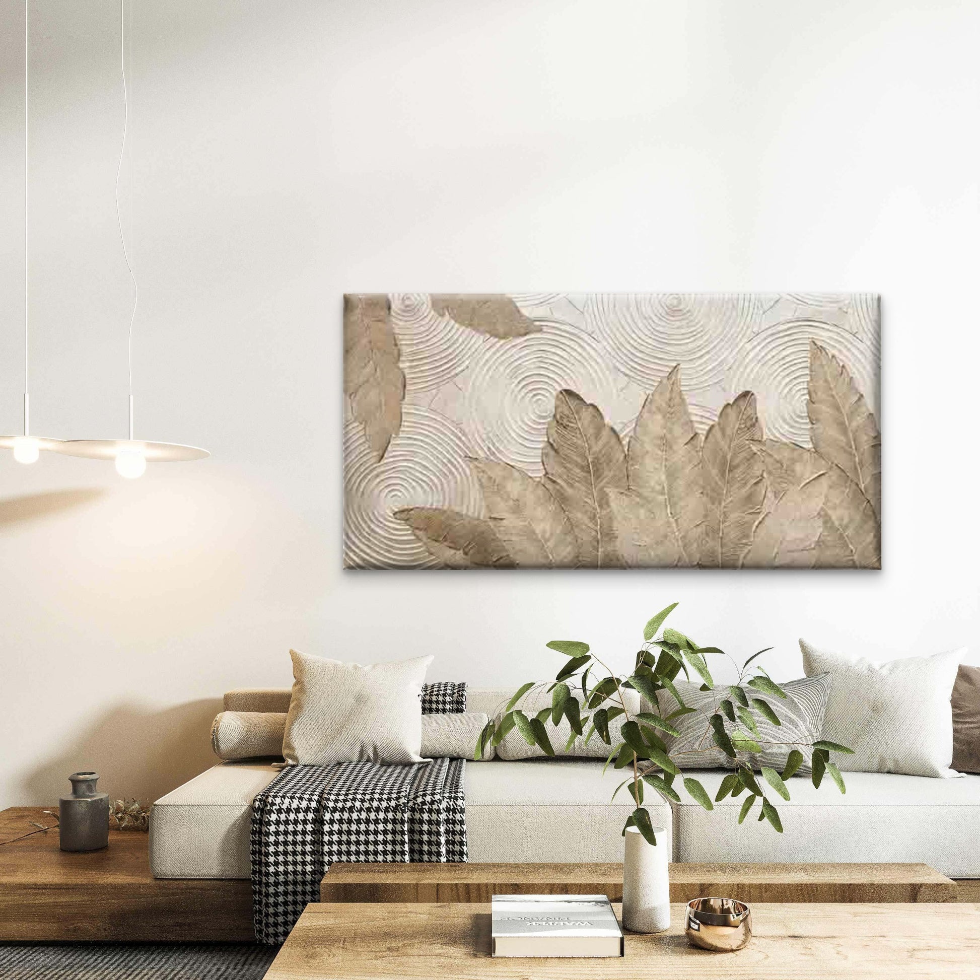 Abstract Botanical Foliage Wall Art Canvas Office Home Room Framed 120x60cm - Bella Home Decor