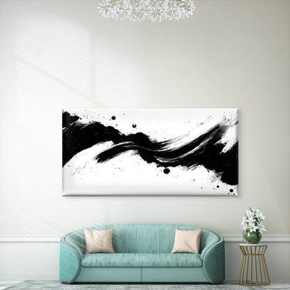 Zen Ink Brush Stroke Wall Art Canvas Office Home Room Framed 120x60cm